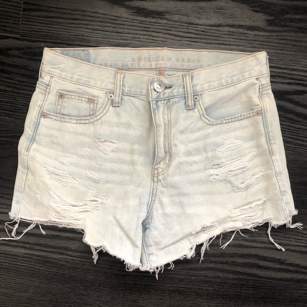 Light Wash Ripped Jean Shorts